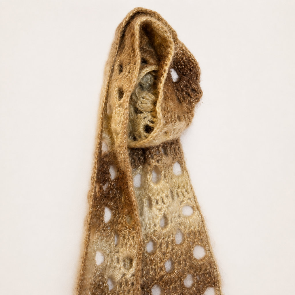 Kashani Häkel-Schal mit Farbverlauf – Beige & Braun